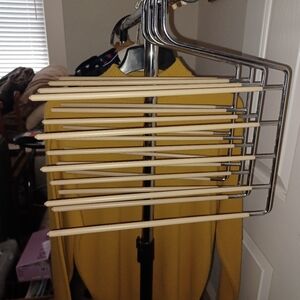 Multi-Tier Metal and Wood Pants Hanger. 4 Pc